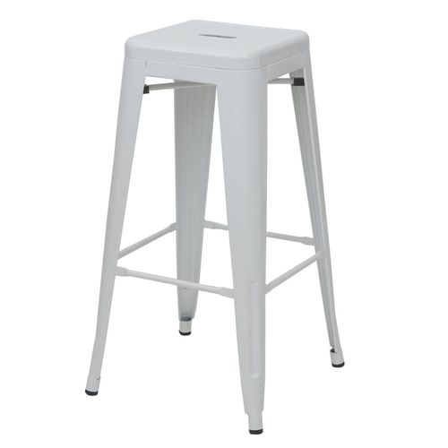 Tabouret De Bar Hwc-A73, Chaise De Comptoir, Mtal, Empilable, Design Industriel   Blanc