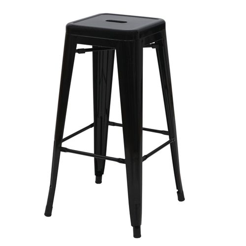 Tabouret De Bar Hwc-A73, Chaise De Comptoir, Mtal, Empilable, Design Industriel   Noir