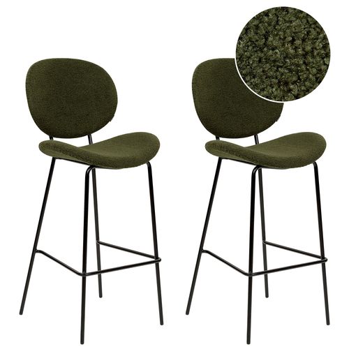 Tabouret De Bar Set De 2 Boucl Vert Fonc Luana