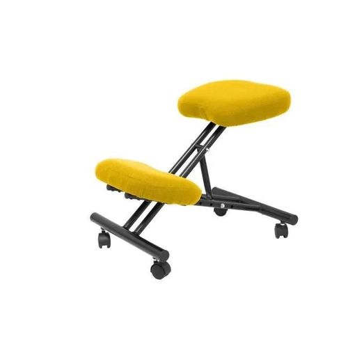 Tabouret De Bureau Ergonomique Fixe, Rglable En Diffrentes Positions Et Avec Roulettes. Sige Rembourr En Tissu Bali Jaune (Avec