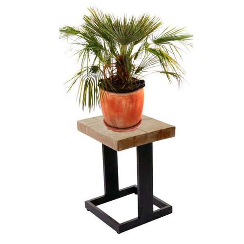 Tabouret De Fleurs Hwc-A15, Porte-Fleurs, Table  Plantes, Bois Massif De Sapin, Rustique 48x36x32cm