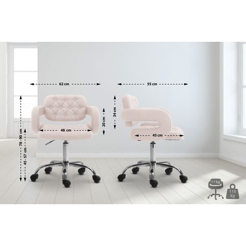 Tabouret De Travail Rglable Pivotant En Tissu Beige