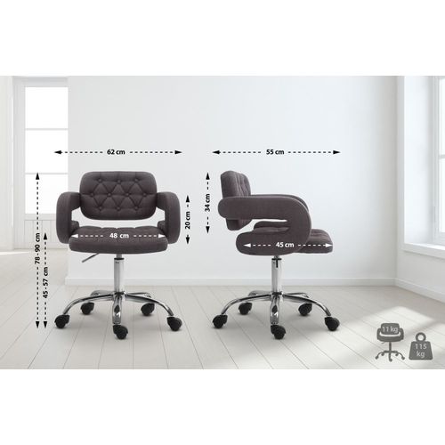 Tabouret De Travail Rglable Pivotant En Tissu Gris Fonc