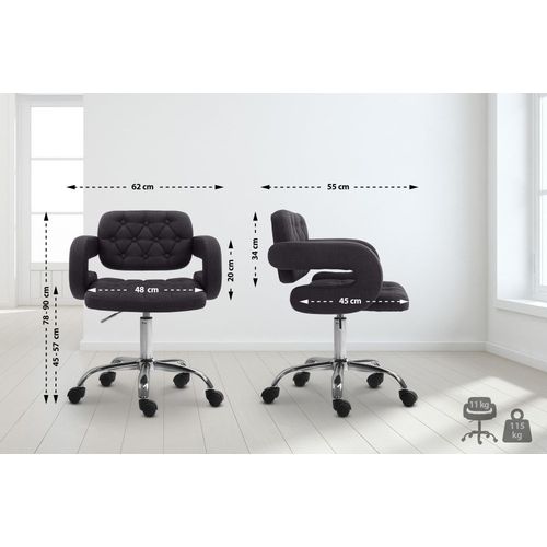 Tabouret De Travail Rglable Pivotant En Tissu Noir