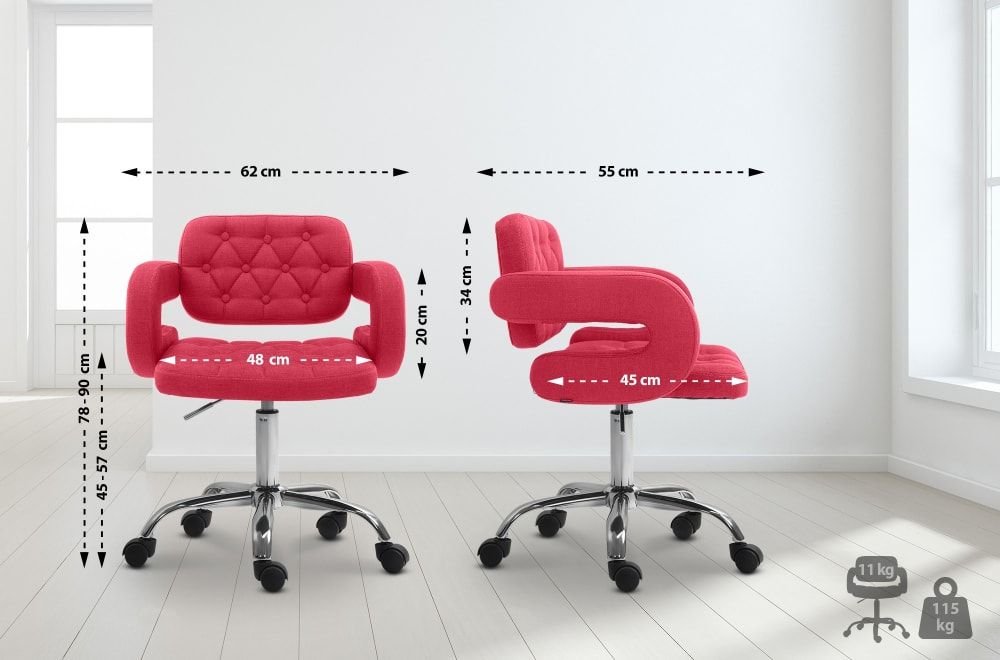 Tabouret De Travail Rglable Pivotant En Tissu Rouge