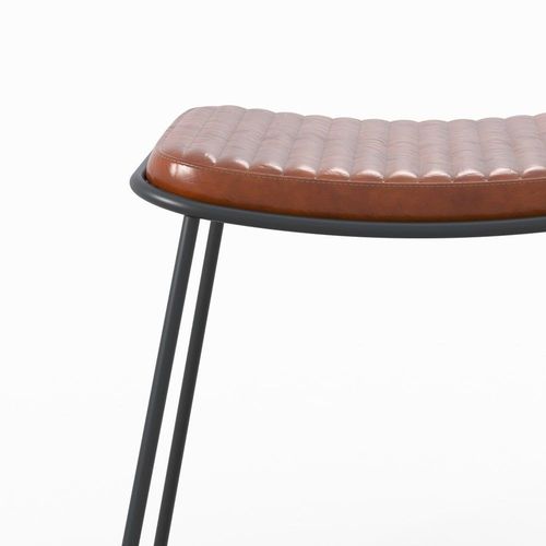 Tabouret En Cuir Marron Et Pieds En Mtal Noir