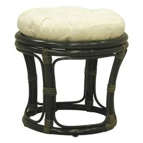 Tabouret Rond En Rotin Noir