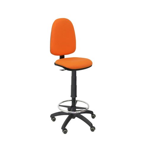 Tabouret Ergonomique Avec Mcanisme De Contact Permanent Et Rglable En Hauteur, Anneau De Repose-Pieds Et Roues En Parquet, Assise Et Dossier Rembourrs En Tissu Bali Orange
