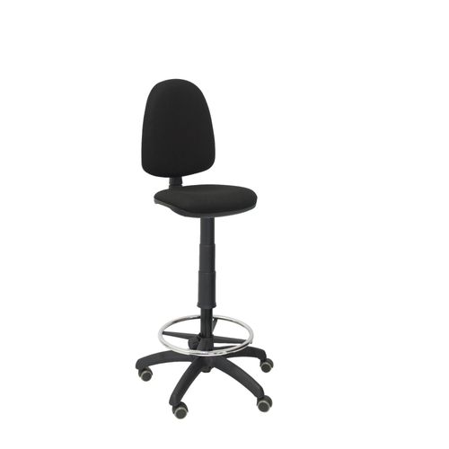 Tabouret Ergonomique Avec Mcanisme De Contact Permanent Et Rglable En Hauteur, Repose-Pieds Et Roues En Parquet, Assise Et Dossier Rembourrs En Tissu Bali Noir. Piqueras Y Crespo Modle T04cp