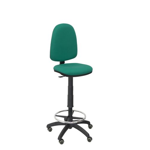 Tabouret Ergonomique Avec Mcanisme De Contact Permanent Et Rglable En Hauteur, Repose-Pieds Et Roues En Parquet, Assise Et Dossier Rembourrs En Tissu Bali Vert. Piqueras Y Crespo Modle T04cp
