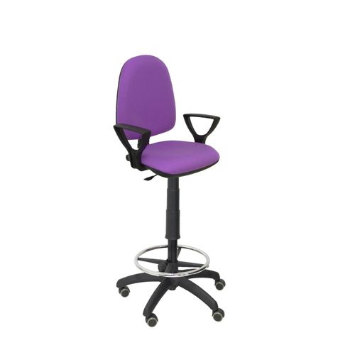 Tabouret Ergonomique Avec Mcanisme De Contact Permanent Rglable En Hauteur, Anneau De Repose-Pieds Et Roues En Parquet, Assise Et Dossier Rembourrs En Tissu Bali Violet