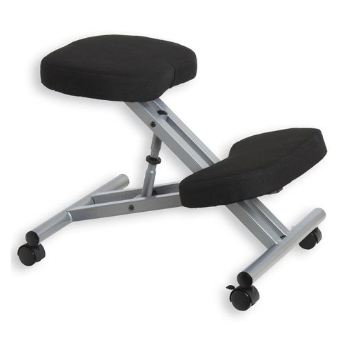 Tabouret Ergonomique Robert Sige Ajustable Repose Genoux Chaise De Bureau Sans Dossier, En Mtal Et Assise Rembourre Noir