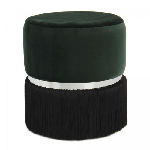 Tabouret Semi Artisanal Zake 41x41x44,5 Vert Fonc Et Noir