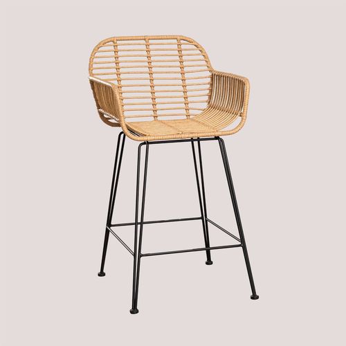 Tabouret Haut En Rotin Synthtique Eska Noir ?65 Cm
