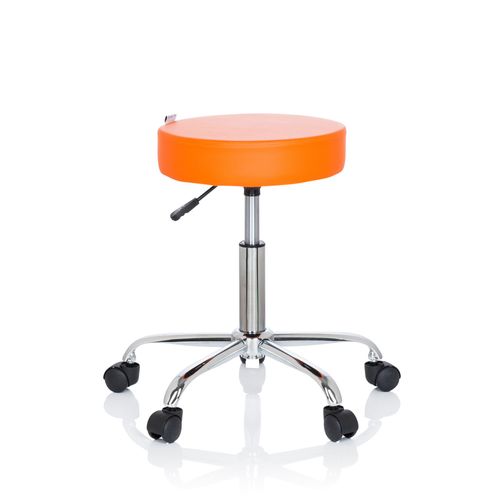 Tabouret / Sige Pivotant / Sige Technique Operator Ii Simili-Cuir Orange Chrome Hjh Office