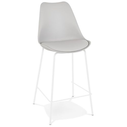 Tabouret Snack Mi-Hauteur 'lemon Mini' Gris Avec Pied En Mtal Blanc