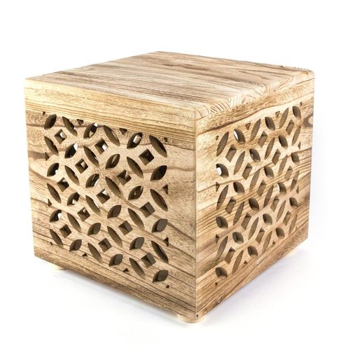 Tabouret Table D'appoint Cube Bois Table De Chevet Cube Bois Marron Table Basse tagre 39x40x40 Cm Taba06015