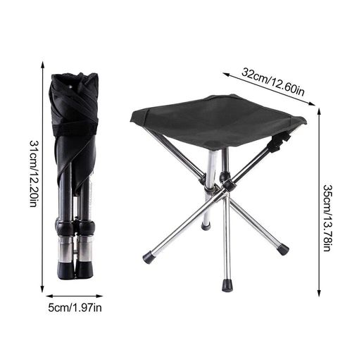Tabouret Tripode Portable En Acier Inoxydable,Chaise De Pique-Nique Pliante,Tabouret De Camping Ultra Lger,Chaise De Pche Pliable En Plein Air,Banc De Piste - Type Large