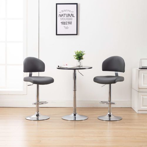 Tabourets De Bar 2 Pcs Gris Similicuir
