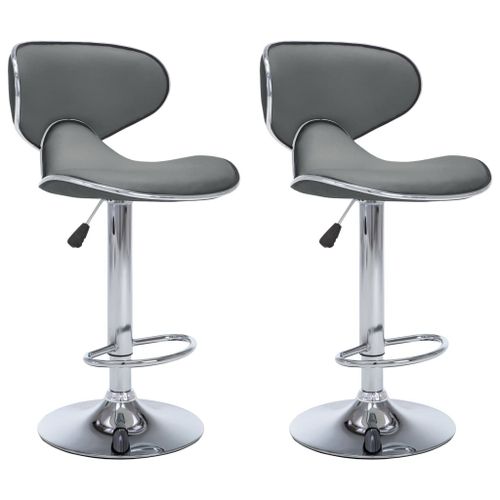 Tabourets De Bar 2 Pcs Gris Similicuir - Vidaxl