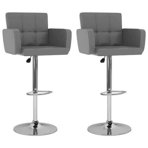 Tabourets De Bar 2 Pcs Gris Similicuir - Vidaxl