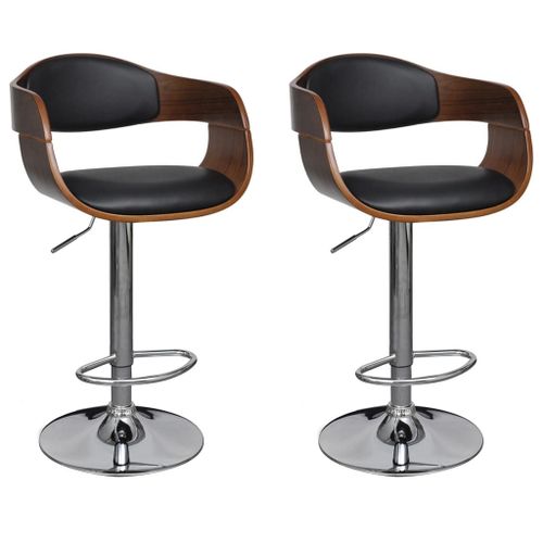 Vidaxl Tabourets De Bar 2 Pcs Noir Bois Courb Et Similicuir