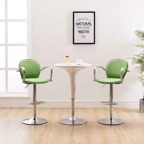 Tabourets De Bar Avec Accoudoir 2 Pcs Vert Similicuir