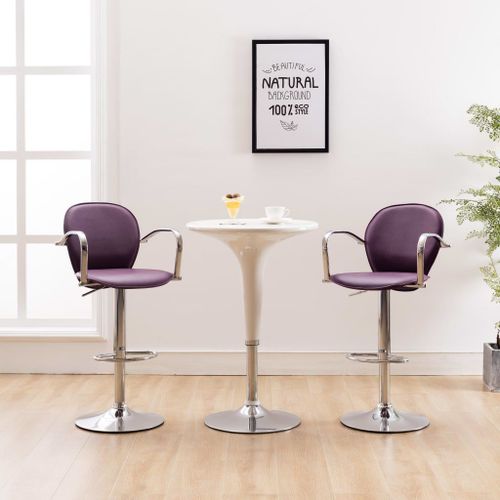 Tabourets De Bar Avec Accoudoir 2 Pcs Violet Similicuir
