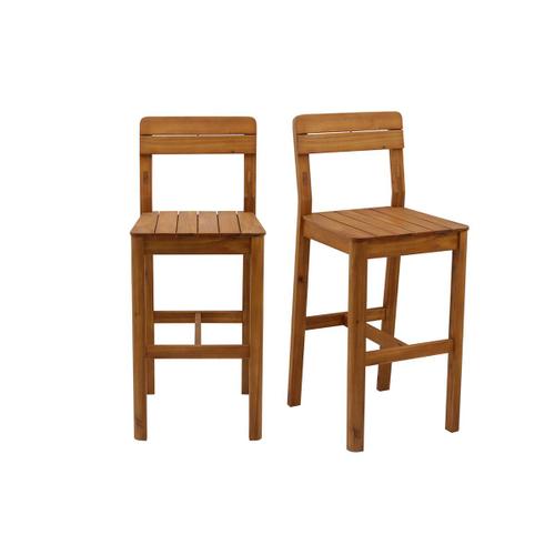 Tabourets De Bar De Jardin En Bois Massif H80 Cm (Lot De 2) Akis