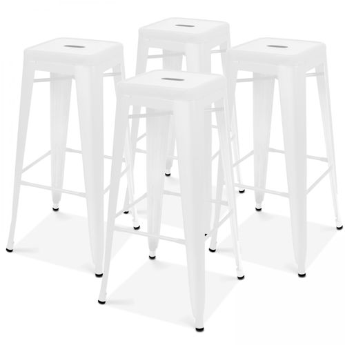 Lot 4 Tabourets De Bar En Mtal Blanc Mat