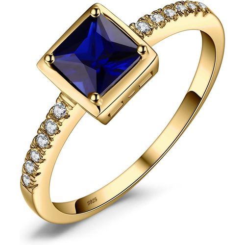 Taille Carr Solitaire Bague Synthetique Saphir Simul Emeraude En Argent Sterling 925,Bague Pierre Bleu Et Vert Femme Argent Zircone Cubique,Ensemble De Bijoux Cadeau D'anniversaire.[Y608]