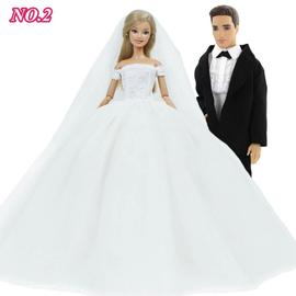 Yiwa Robe de mariée Robe de mariée de mariée de poupée w/Voile Blanc pour Barbie 