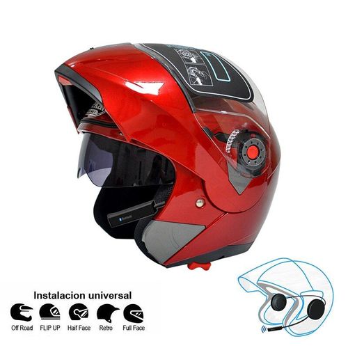 Casque Moto Modulable Bluetooth Intégré Avec Double Pare-Soleil Anti-Buée,Casque Modulable Universel Confortable Et Respirant ECE Homologué Pour Homme Et Femme