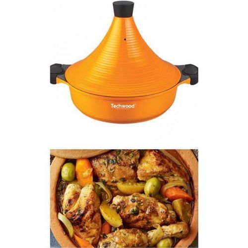 Tajine En Fonte D'aluminium Jaune 4l Tous Feux Dont Induction  28 X 28 Cm Avec Couvercle
