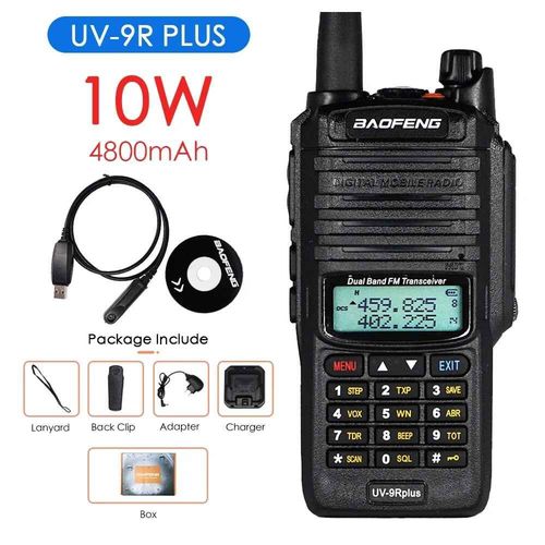 Talkie-walkie tanche IP68 Baofeng UV-9R Plus 10km haute puissance 10W double bande Radio bidirectionnelle UHF VHF Radio amateur Portable UV9RPLUS - Type Add cable-EURO