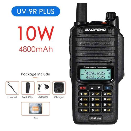 Talkie-walkie tanche IP68 Baofeng UV-9R Plus 10km haute puissance 10W double bande Radio bidirectionnelle UHF VHF Radio amateur Portable UV9RPLUS - Type With box-EURO