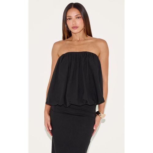 Tall Top Bustier En Effet Lin Noir Fronc, Noir
