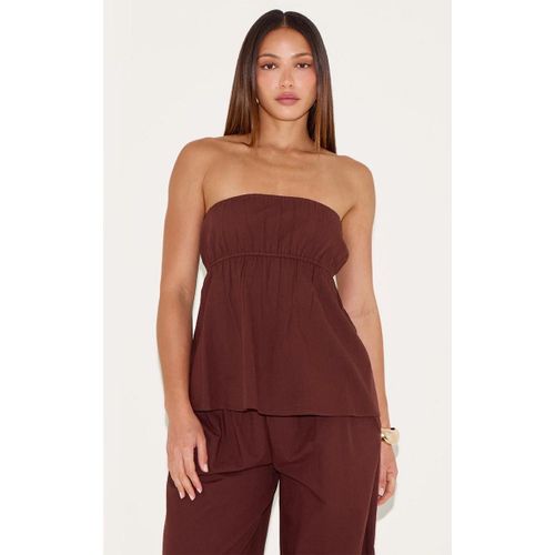 Tall Top Bustier Pplum En Effet Lin Chocolat, Chocolat