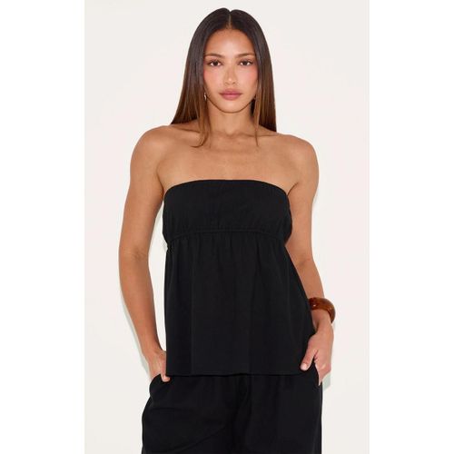 Tall Top Bustier Pplum En Effet Lin Noir, Noir