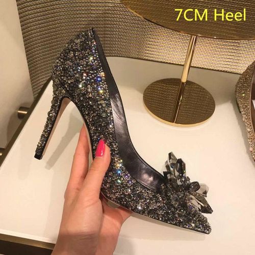 Talons Hauts Biscuits Cendrillon Pour Femmes,Chaussures De Mariage,Bout Pointu,Escarpins De Fte En Cristal,Plus Rcent,2024,5cm,7cm,9cm - 38