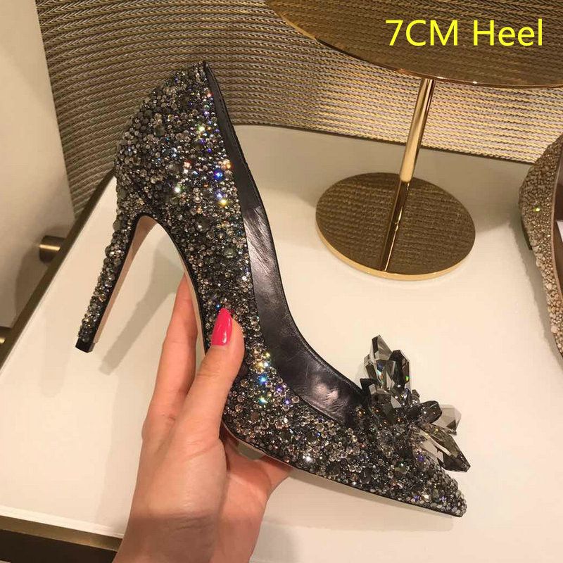 Talons Hauts Biscuits Cendrillon Pour Femmes,Chaussures De Mariage,Bout Pointu,Escarpins De Fte En Cristal,Plus Rcent,2024,5cm,7cm,9cm - 41
