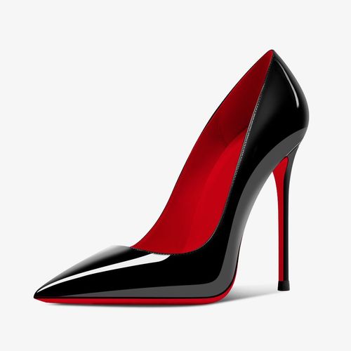 Talons Hauts Noirs Extra Fins Pour Femmes,Semelle Rouge,Bouche Super Peu Profonde,Grandes Chaussures Simples Professionnelles,12cm,2024 - 36