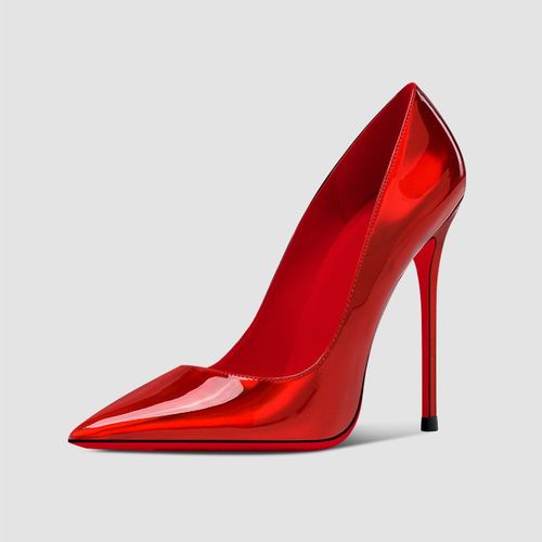 Talons Hauts Noirs Extra Fins Pour Femmes,Semelle Rouge,Bouche Super Peu Profonde,Grandes Chaussures Simples Professionnelles,12cm,2024 - 34