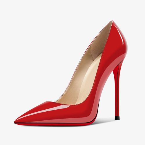 Talons Hauts Noirs Extra Fins Pour Femmes,Semelle Rouge,Bouche Super Peu Profonde,Grandes Chaussures Simples Professionnelles,12cm,2024 - 44