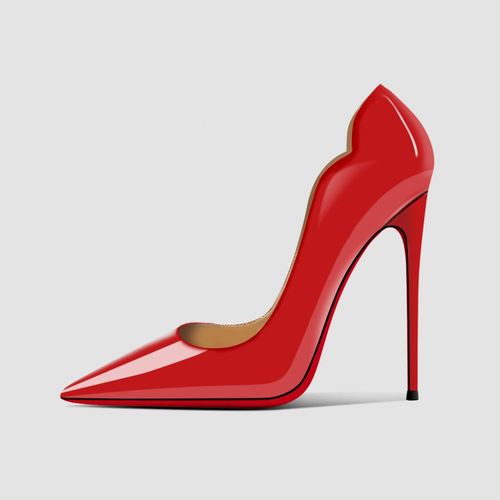 Talons Hauts Noirs Extra Fins Pour Femmes,Semelle Rouge,Bouche Super Peu Profonde,Grandes Chaussures Simples Professionnelles,12cm,2024 - 35