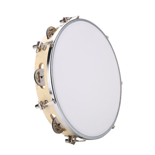 Tambourin En Bois A Tete Portative De 10 Pouces Avec Cymbalettes A Une Rangee