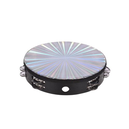 Tambourin Handheld Drums 10 Pouce Double Jingle Sound Reflective Tambourine Musical Instrument Children Ktv Party