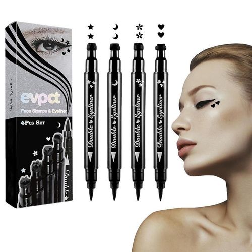 Tampon Eye-Liner Liquide, 2 En 1, Avec Fleur, CUr, Lune, toile, 4 Pices, Sans Bavures, Tenue Longue Dure Pour Les Yeux