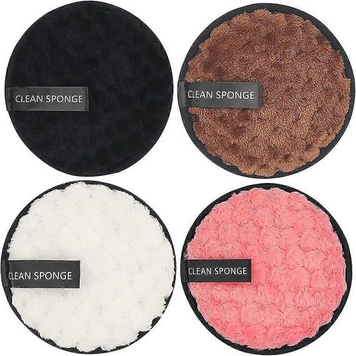 Tampons Dmaquillants Rutilisables, Tampons Dmaquillants En Microfibre Lavables + ponge Intgre Pour Dmaquillant | Nettoyage Du Visage | Exfoliant Corporel ; Double Textur