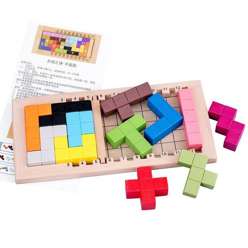 Tangram 3d Puzzle En Bois Color, Jouets Mathmatiques, Jeu Tetris, Jeu ducatif Intellectuel Pour Enfants D'ge Prscolaire